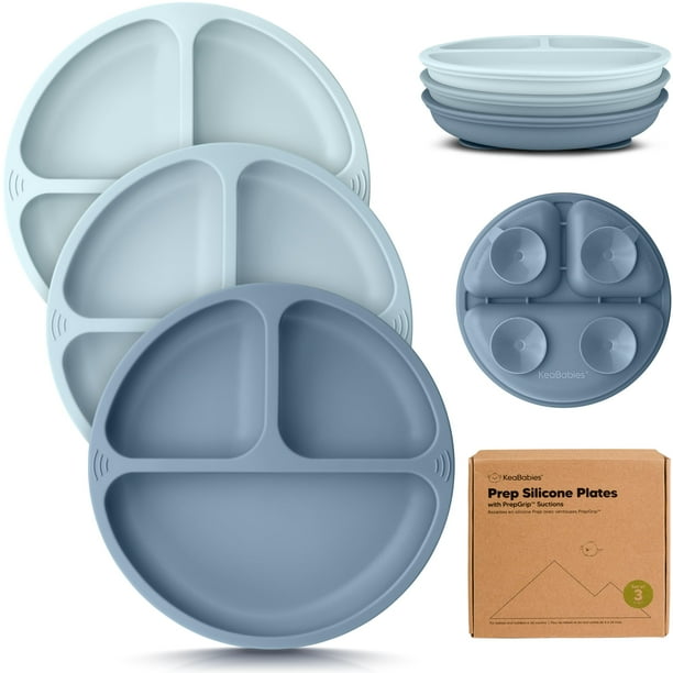 Platos con Succión KeaBabies Pack de 3 de Silicona Divididos para Niños