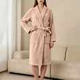 thumbnail image 6 of FchengtaiS Women Fleece Robe Short Cozy Plush Robes for Womens Soft Shawl Collar Warm Spa Bathrobe Loungewear with Pockets, 6 of 7