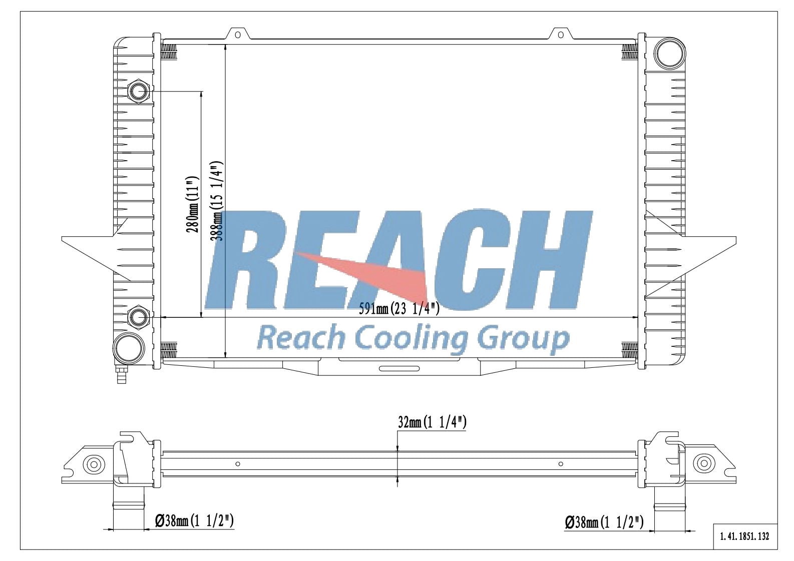 REACH Radiator 41-1851 for 97-93 Volvo 850; 00-98 Volvo S70; 00-98 Volvo V70
