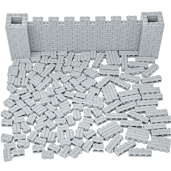 Minizfigs 265 Pieces Light Gray Masonry Profile Bricks Set Building Blocks for Bulk Brick Wall Parts and Pieces City Castle Medieval Compatible with Major Building Toy Brands Including Lego