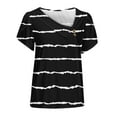 thumbnail image 4 of Women's Striped Comfy Casual Shirts Fashion 2024 Vintage V Neck Blouse Y2K Tops Dressy Casual Summer Clothes for Teen Girls Short Sleeve Tunic Tops for Lady Loose Fit Flowy Black T Shirts S, 4 of 4