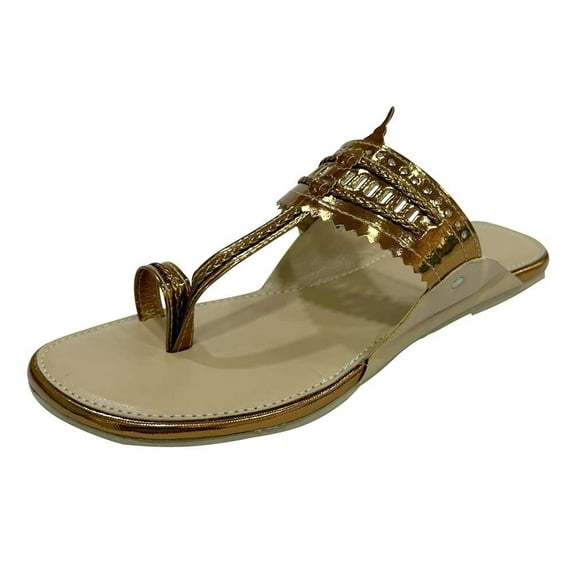 Copper Kolhapuri Sandals For Women Ethnic Flat Flip Flops Casual Women Kolhapuri Chappal Indian Mojaris US 10 / EURO 42