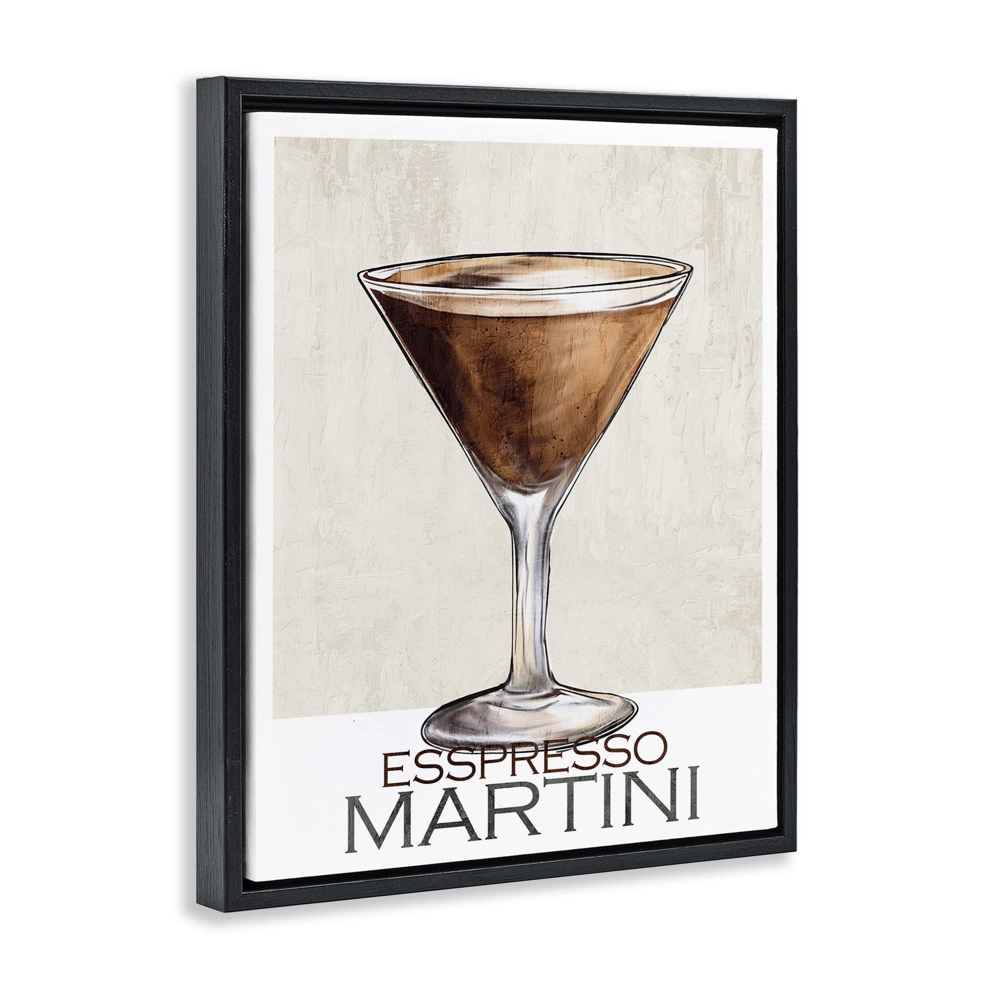 Stupell Industries Sophisticated Espresso Martini Black Framed Floater Canvas Wall Art, design by Kim Allen