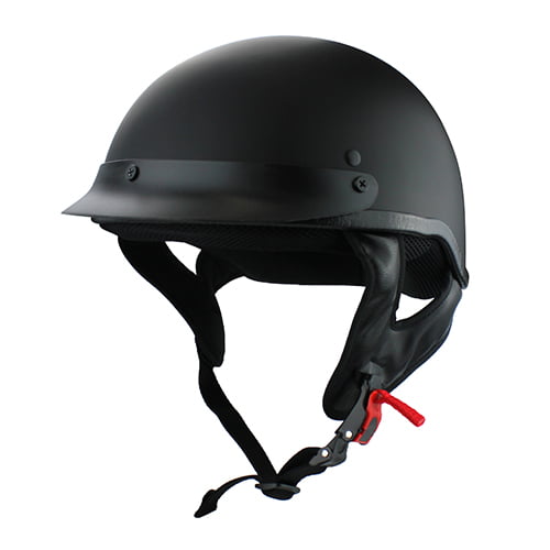 Skull Cap Chopper Half Motorcycle Helmet with Visor Matte Black DOT Approved - Walmart.com