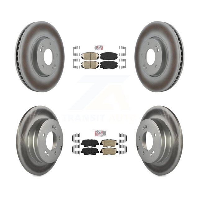 Transit Auto Front Rear Ceramic Pads and Coated Disc Brake Rotors Kit for Car Hyundai Sonata 3.3L KGA-103015