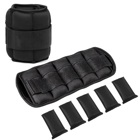 BN-LINK Adjustable Ankle Weights Set 1Pair (5lbs*2) Removable Sandbags Leg Arm Weights for Women Men,Modularized Leg Weight Straps for Yoga, Walking, Running, Aerobics, Gym