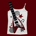 thumbnail image 2 of VNKIDY Women's Camisole Guitar Pattern Print Tank Top Spaghetti Strap Slim Fit Sleeveless T Shirts For Casual Daily Street Wear Versatile Tops, 2 of 5