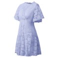 thumbnail image 4 of Nueva moda mujer encaje vestido de flores sin mangas escote en v cuello color sólido elegante pri Romacci Vestido de mujer, 4 of 7