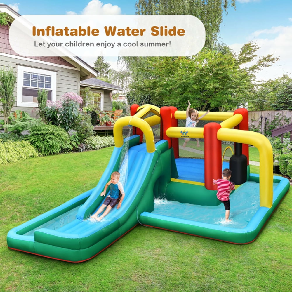 Aimee Lii Inflatable Water Slide Climbing Bounce House with Tunnel and 735W Blower, Playhouse for Kids Outdoor