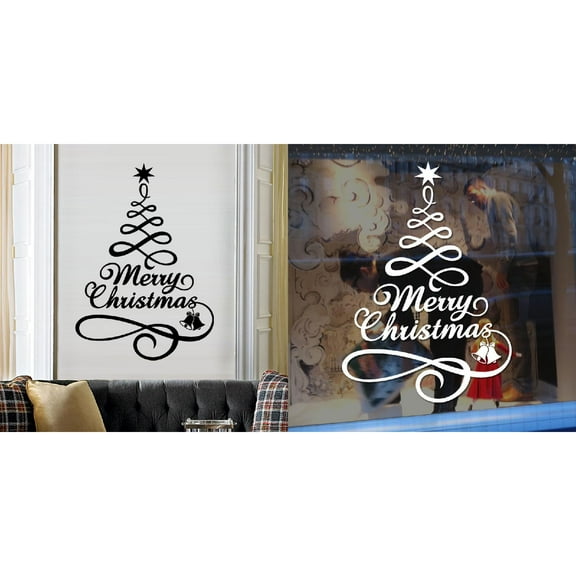 Christmas Window Clings Stickers Christmas Wall Decals Winter Merry Christmas Tree Window Decals for Xmas Party Home Holiday Shop Glass Display Decoration