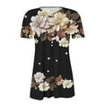thumbnail image 4 of Women Tops under $5! Cagogo Summer Tops for Women Plus Size Trendy Boho Floral Print Tunic Shirts Short Sleeve Button V Neck Tshirt Loose Dressy Casual Henley Blouse, 4 of 5