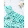 thumbnail image 5 of YONGHS Girls Jazz Hip Hop Performance Costumes Crop Tops with Pleated Skirt Modern Dance Outfits Lake Green 10, 5 of 7