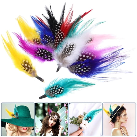 DEEPCRAFF DIY Hat Plume Decorations Assorted Color Thanksgiving Craft 12Pcs 5.1X1.6X0.04In