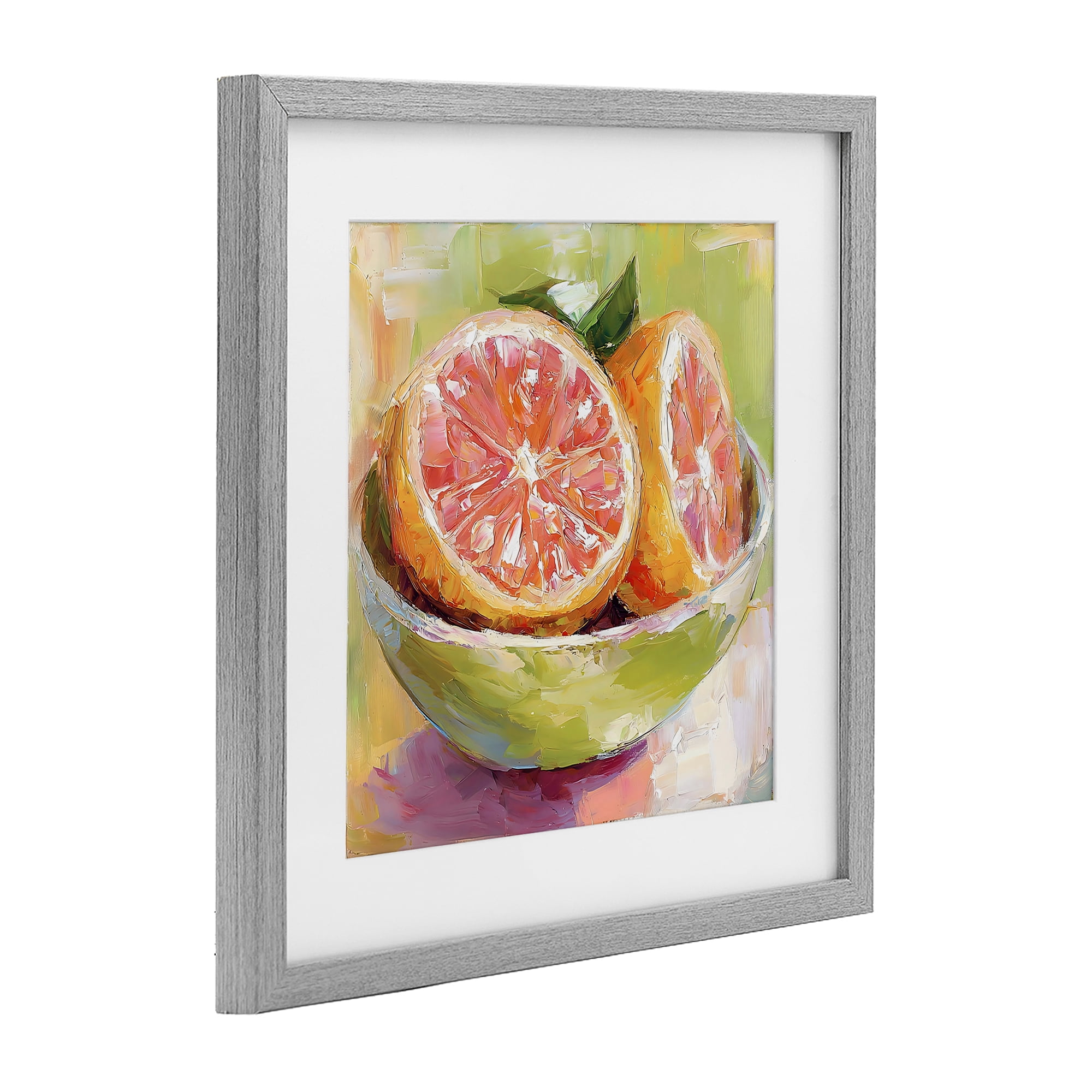 Stupell Industries Sliced Grapefruit in Bowl Gray Framed Print Under Glass, design by Riley B