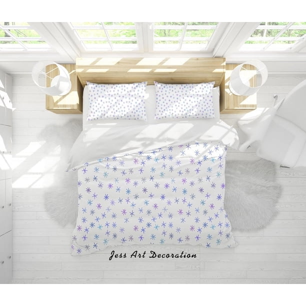 3D Azul Púrpura Floral Funda Nórdica Set Ropa de Cama Funda Nórdica Fundas de Almohada Sf79