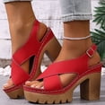 thumbnail image 2 of Pandaie Open Toe Ankle Strap Sandals Womens Platform Orthopedic High Heels Criss Cross Band Slingback Dress Pumps Shoes (Red,9.5), 2 of 8