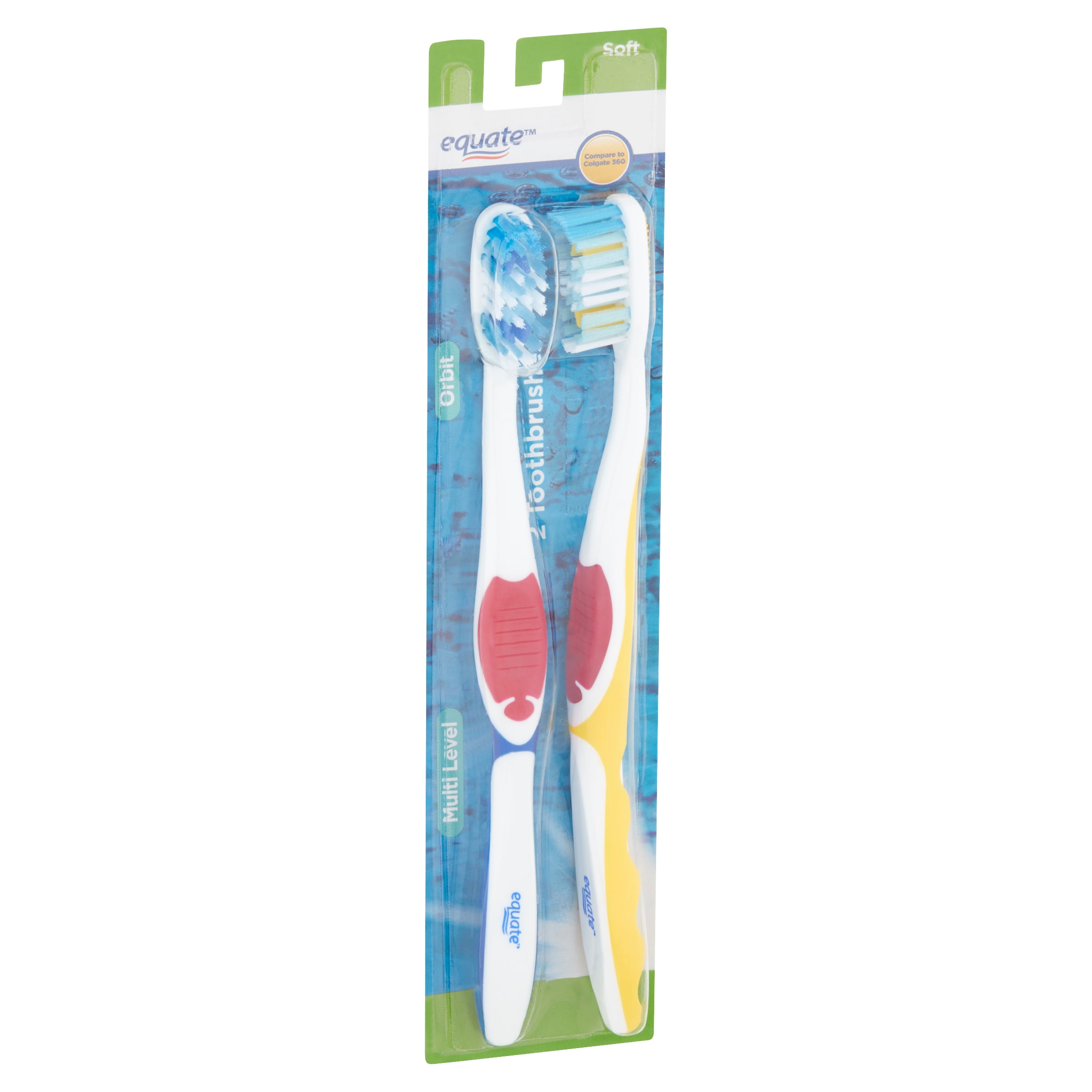 Equate, Multi Level Bristle, Orbit Rotation Toothbrush, Soft, 2 Count