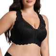 thumbnail image 4 of Riecok Womens Lace Front Closure Bras Plus Size Wireless Push Up Bralette Full Coverage Soft Everyday Bra Black S, 4 of 8