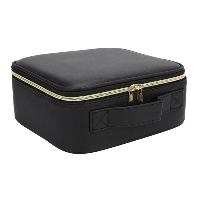 Estuche de Vije para maquillaje con espejo y Luz LED, 3 Bolsas de Cosmética de Brillo Ajustable, Almacenamiento Portátil, Partició Impermable, Brochas de Maquillaje, Bolsa