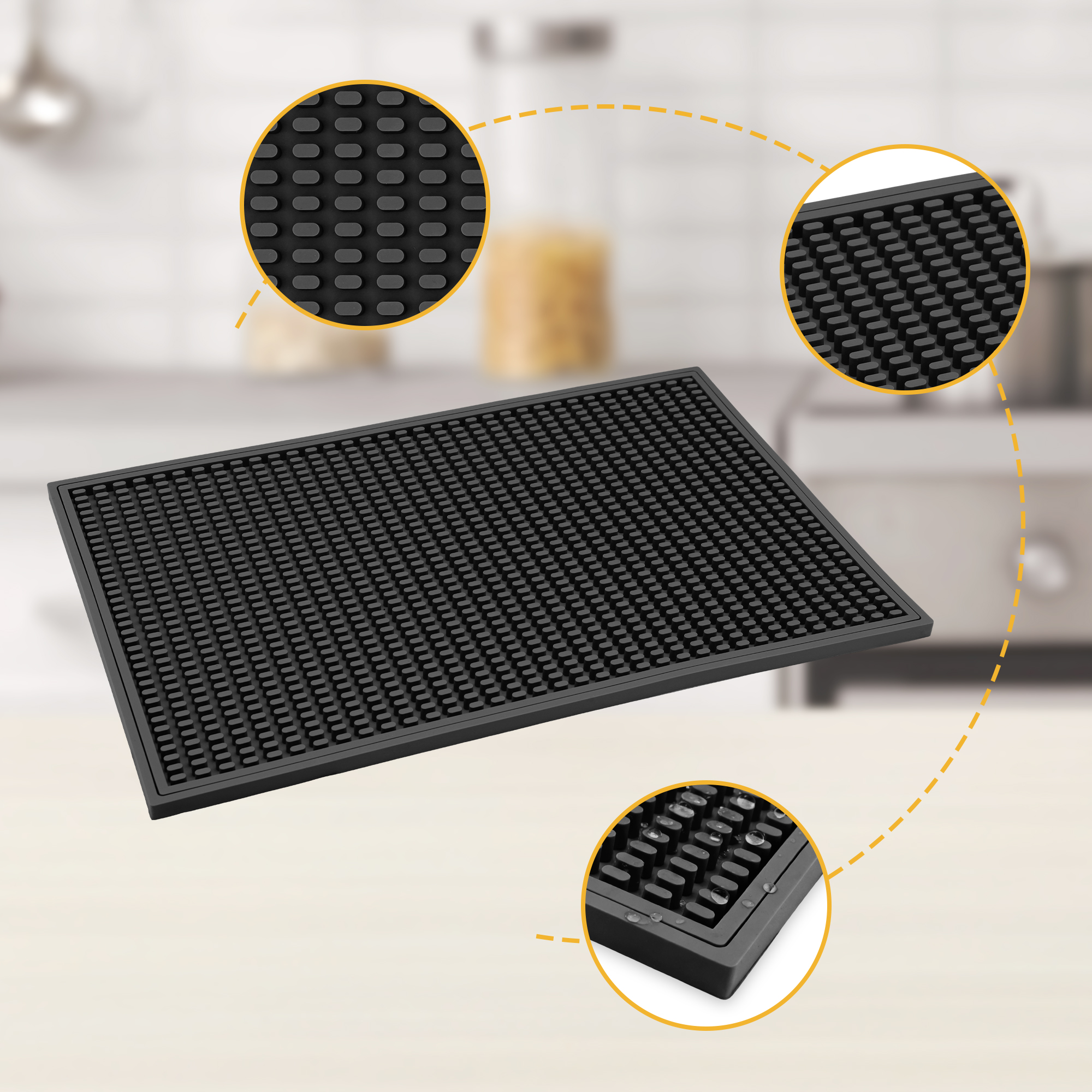 Unique Bargains Heat Resistant Silicone Mat for Kitchen Counter Black