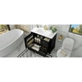 thumbnail image 6 of 36 Inch Freestanding Bathroom Vanity with Ceramic Sink, MDF and Solid Wood Construction, 3 Drawers and Cabinet with Shelves, Black Finish for Modern Bathrooms, 6 of 9