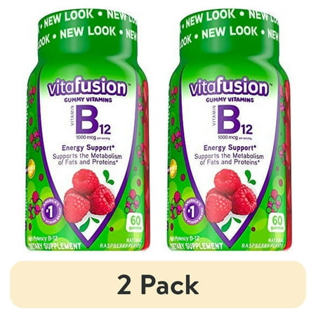(2 pack) Vitafusion B12 Gummy Vitamins, Delicious Raspberry Flavor, 60ct (30 Day Supply)