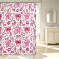 thumbnail image 2 of Erosebridal Glitter Perfume Heels Shower Curtain 72Wx72L,Glittery Bowtie Bathroom Curtain,White Pink, 2 of 5