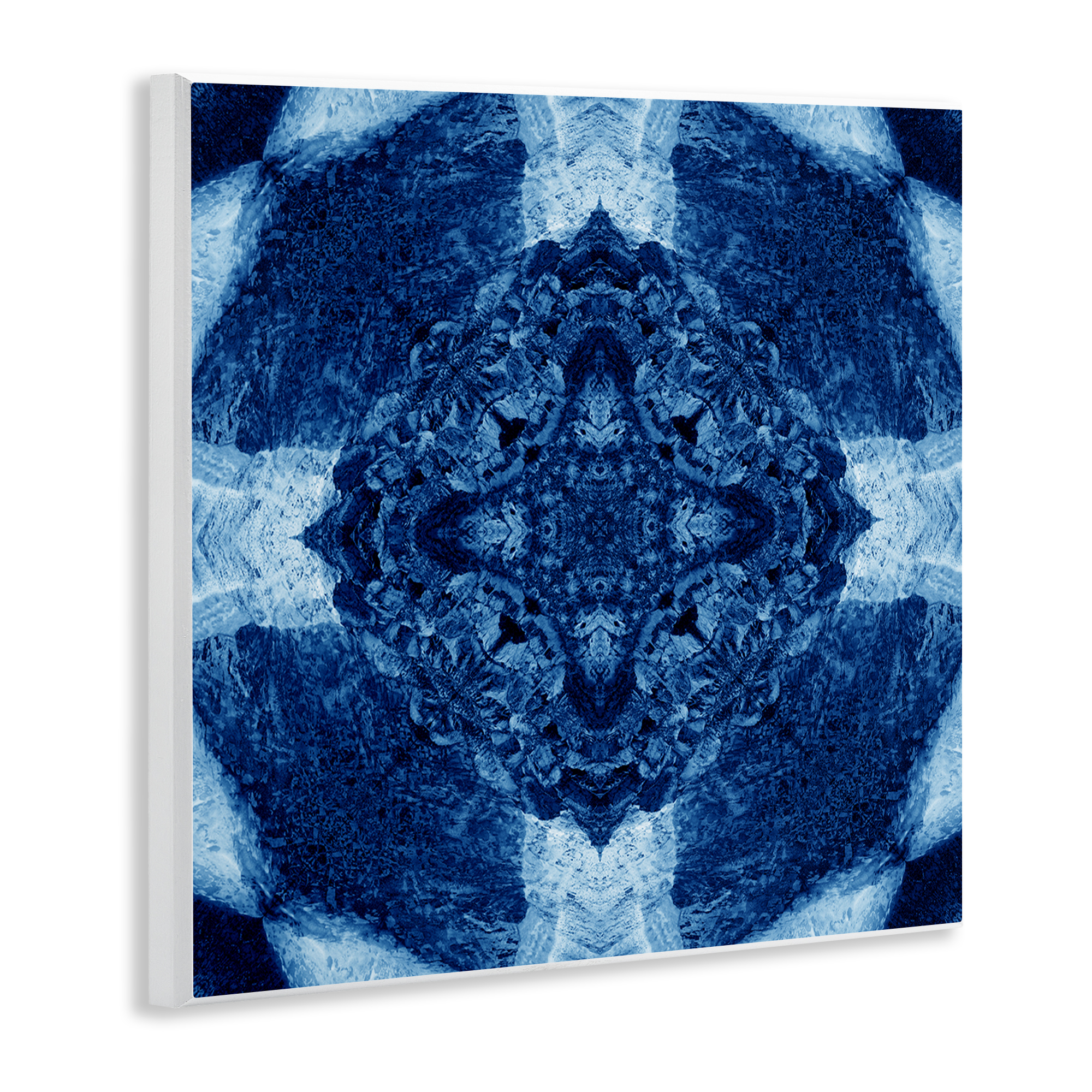 Stupell Industries Blue & White Geometric Abstract Painting Unframed Art Print Wall Art, 12 x 12