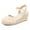 Nude Braid, variant on Pennysue Women's Espadrilles Wedge Sandals Gold Platform Ankle Strap Sandals Size 7.5M