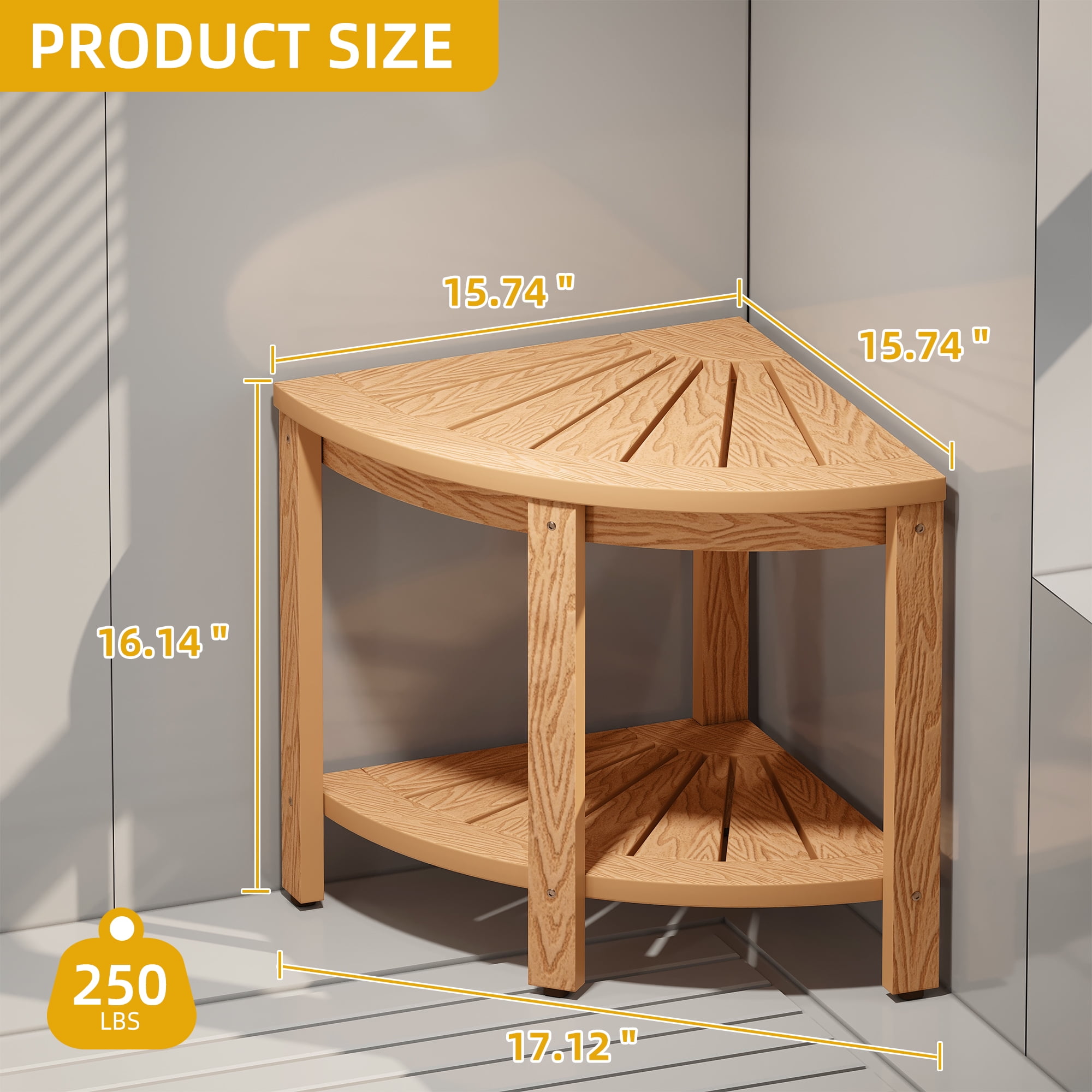 DEXTRUS Poly Lumber Corner Shower Bench 18
