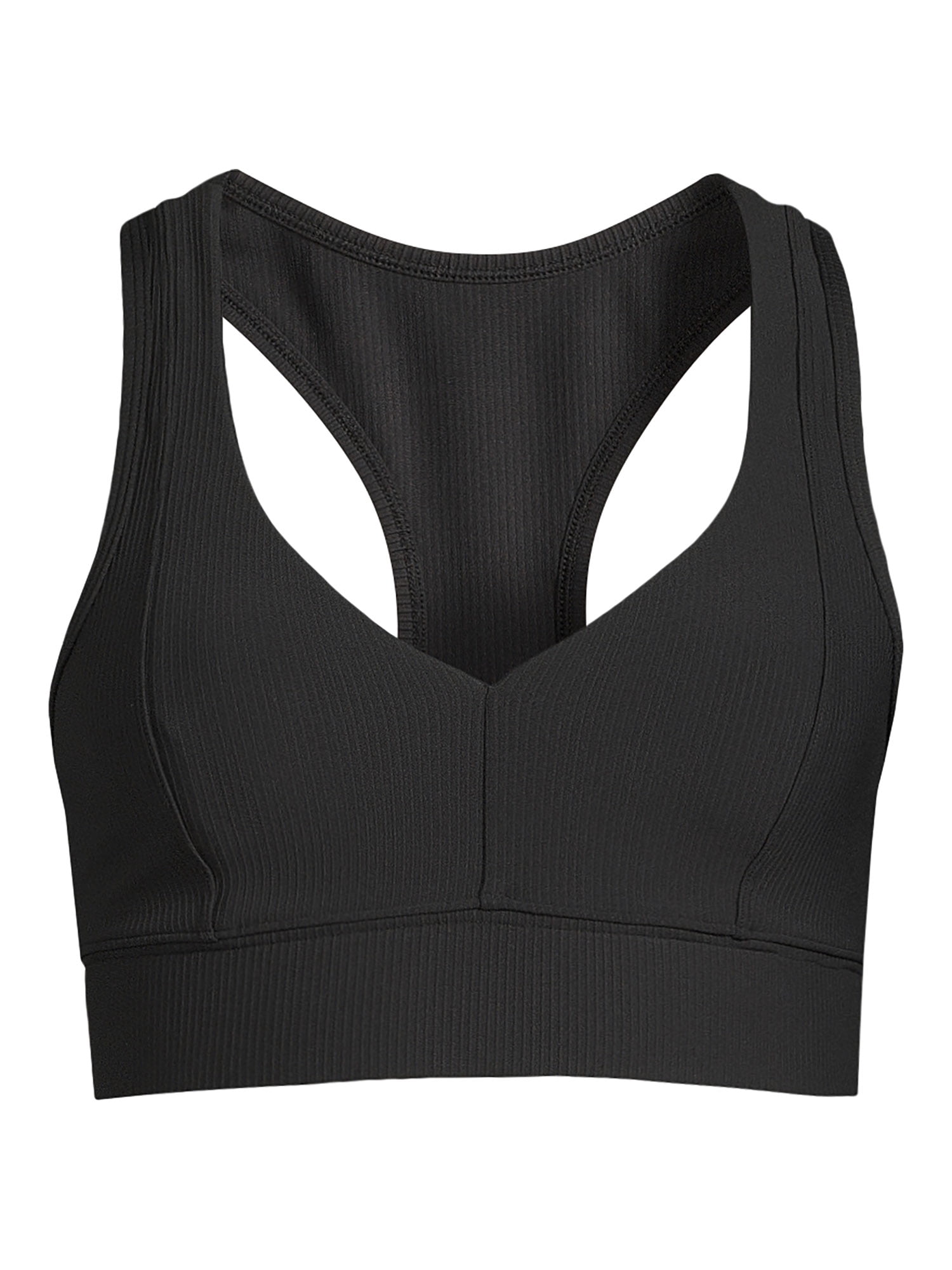 Avia V-Neck Rib Sports Bra for Women, Medium-Impact, S-XXXL