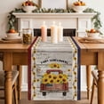thumbnail image 2 of Table Runner - 72 Inch Long, Vintage Sunflower Truck Kitchen Dining Table Runner Dresser Scarves, Wooden Yellow Summer Botanical Floral Farmhouse Decor for Coffee Tables Wedding Party Banquet, 2 of 8