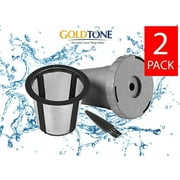 GOLDTONE Reusable K Cups for All KEURIG 1.0 Brewers, Refillable K-Cup Filters with Golden Stainless Steel Mesh for KEURIG KCups, BPA Free, (2 Pack)
