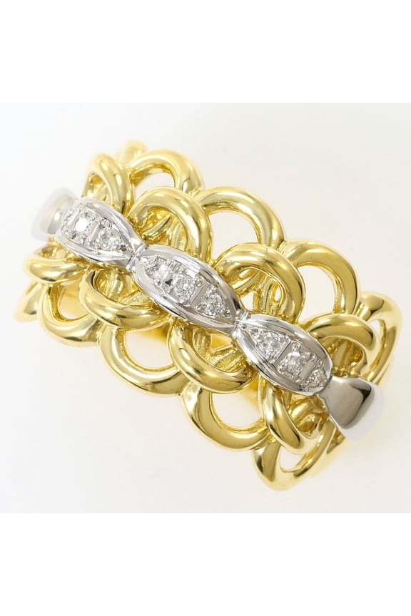 Pre-Owned PT900 Platinum 18K Yellow Gold Ring with 0.07ct Diamond, Certificate of Authenticity,...