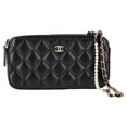 thumbnail image 1 of Pre-Owned Chanel Double Zip Wallet on Chain in Black Quilted Leather, 1 of 2