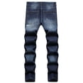 thumbnail image 4 of Jeans for Men Men's Premium Straight Fit Denim Western Jeans Mens Regular Fit Ripped Jeans Men Casual Denim Pants with Holes, M&Dark Blue, 4 of 8