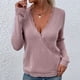 thumbnail image 1 of Suéter Con Cuello En V Para Mujer, Suave, Cómodo, Con Encaje, Elegante, De Punto, Color Sólido Para La Vida Diaria ANGGREK Otros, 1 of 6