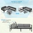 thumbnail image 5 of Gymax 3PCS Patio Furniture Set Aluminum Lounge Adjust Back Recliner Sofa Table Cushion, 5 of 10