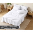thumbnail image 3 of RUVANTI 100% Cotton Percale Sheets Twin Size 4 Piece Set, Cooling Bed Sheets for Hot Sleepers, Deep Pocket 16”, Breathable Lightweight & Durable, Crisp Hotel Style Sheets, Bright White, 3 of 8
