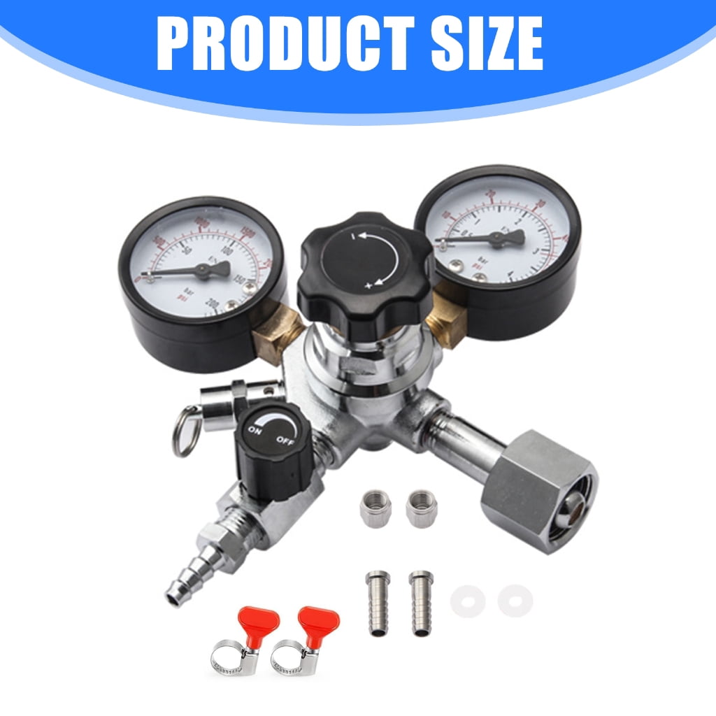 CO2 Regulator Valves 5/16in Regulator Draft Beer Machine Double Stage Carbon Dioxide Pressure Reducing Valves Stainless