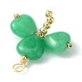 thumbnail image 2 of 2pc Saint Patrick's Day Natural Malaysia Jade Dyed Shamrock Pendants Clover Charms with Golden Plated Brass Findings 29~29.5x25~26x5~5.5mm Hole: 3.2~3.8mm, 2 of 3