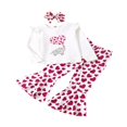 thumbnail image 1 of 3PCS Baby Girl Elephant Heart Print Long Sleeve Tops Flared Pants with Bow Headband Set, 1 of 6