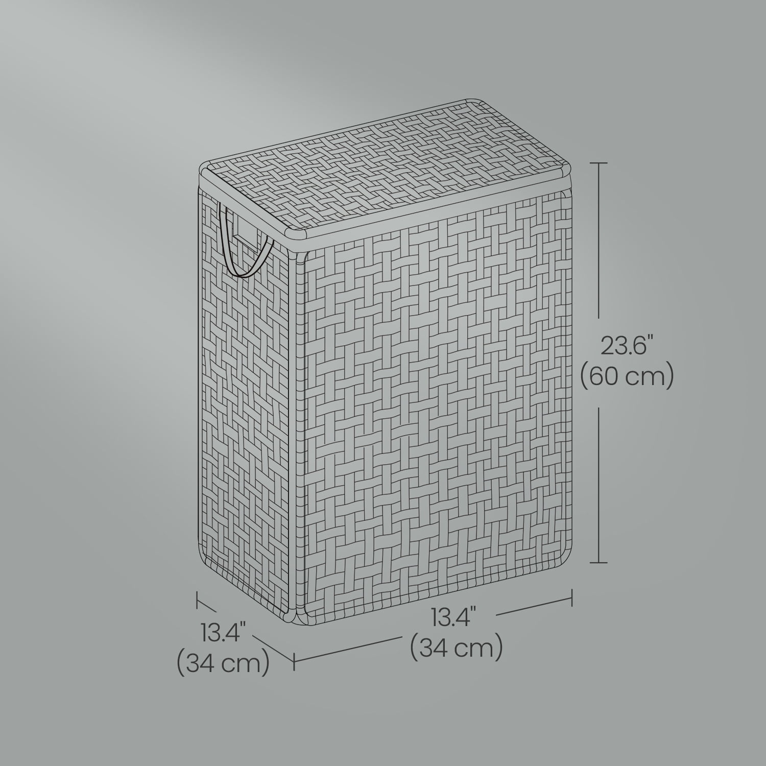 Foldable Laundry Hamper with Removable Liner & Lid, 17.2 Gallon (65L) Synthetic Rattan Basket, Handles, Space-Saving for Bedroom，Bathroom, Cloud White