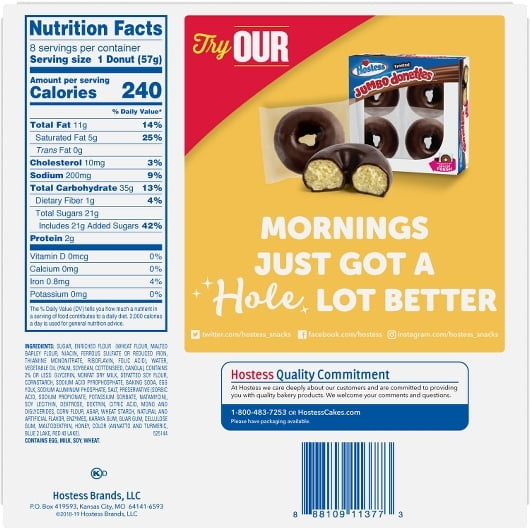 Hostess Blueberry Jumbo Donuts, 8 Individually Wrapped Count Box (2-Pack), 16 Total Donettes