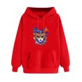 thumbnail image 3 of VBTAPA Women's Mardi Gras Sweatshirt Novelty Mask Graphic Hoodies Tuesday Carnival Parade Party Pullover Tops with Kangaroo Pocket Red M, 3 of 6
