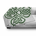 thumbnail image 3 of Celtic Soft Flannel Fleece Throw Blanket, Monochrome 4 Leaf Clover Flower Shaped Timeless Celtic Form Gaelic, Cozy Plush for Indoor and Outdoor Use, 60" x 80", Green White, by Ambesonne, 3 of 6