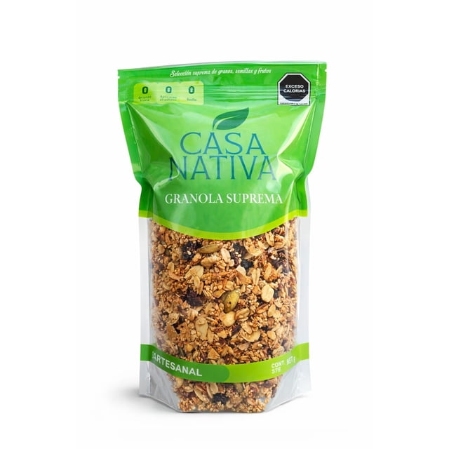Granola Suprema CASA NATIVA 500 g | Granola Artesanal Crujiente | Ingredientes Selectos | Con Miel y Linaza | Sin Conservadores Químicos