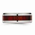 thumbnail image 3 of Stainless Steel Polished Red Wood Inlay Enameled 8.00mm Ring Size: 12; for Adults and Teens; for Women and Men, 3 of 6