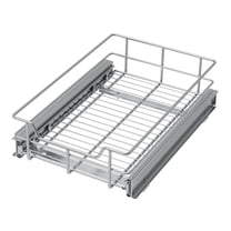 STORKING Pull Out Cabinet Organizer, 11" W x 17" D Slide Out Drawer for Kitchen & Bathroom, Heavy Duty Chrome Shelves