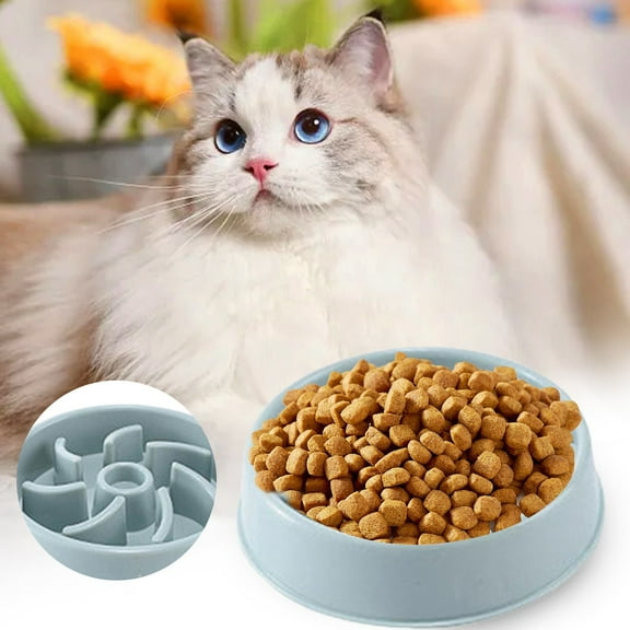 Ceramic Slow Dog Feeder Bowl for Small Dogs Raised Pet Food Dish Gulping Eating